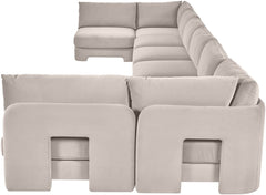 Hammond - Velvet Performance Fabric Upholstered 8 Piece U-Shaped Armless Sectional - Beige