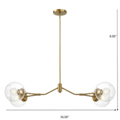 Jewel - 4 Lights Chandelier Ceiling Hanging Light Fixture - Clear / Gold