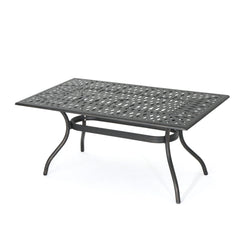 Enchantia - Outdoor Rectangular Dining Table With Weave Tabletop And Flared Legs - Copper