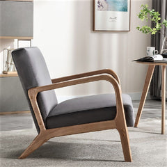 Open Framed Armchair With Cushioning And - Gray