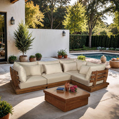 Mirella - 4 Piece Water Resistant Fabric Outdoor Patio Modular Sectional