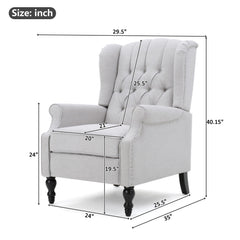 Armchair Recliner With Pushback Mechanism And Wingback Design