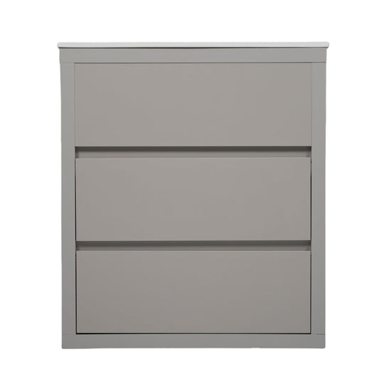 Freestanding Bathroom Vanity With Ceramic Sink, 2 Full Extension Drawers