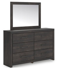 Hollivern - 4 Pc. - Twin Panel Storage Bed, Dresser, Mirror And Chest - Dark Gray
