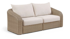 Seacrest - Olefin Water Resistant Fabric And Wicker 2 Piece Outdoor Patio Modular Loveseat