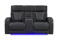 U8611 - Power Reclining Sofa With Power Headrest And LED / Power Console Reclining Loveseat With Power Headrest, LED And Speaker - Charcoal