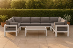 Nizuc - Outdoor Patio 9 Piece Modular Sectional With White Frame