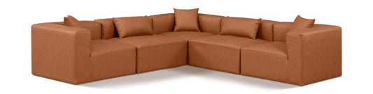 Cube - 5 Piece Modular Corner Sectional - Cognac