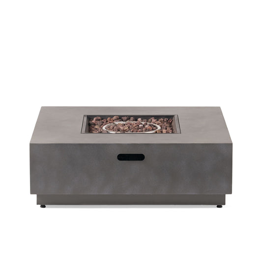 Modern Square Iron Fire Pit 50, 000 Btu - Stone Gray