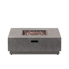 Modern Square Iron Fire Pit 50, 000 Btu - Stone Gray