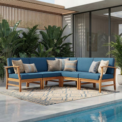 Perla - 5 Pieces Sofa Set - Blue