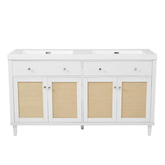 Bathroom Vanity With Double Sink, Large Storage Space - White