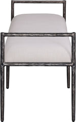 Axis - Linen Textured Beige Fabric Upholstered Bench