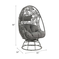 Hikre - Patio Lounge Chair & Side Table - Black / Charcoal