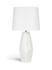 Seraphine - Genuine Marble And Linen Textured Fabric Table Lamp