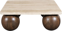 Strata - Travertine And Mango Wood Coffee Table - Brown / Beige