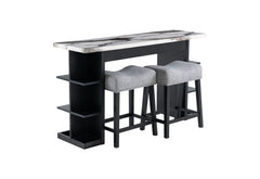 D3232 - 3 Piece Living Room Set (Console Sofa Table & 2 Stools) - Light Gray