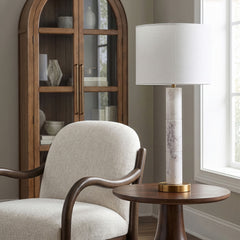 Opaline - Linen Textured Fabric And Brass Table Lamp