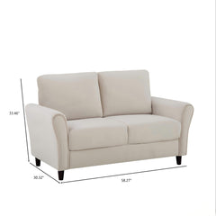 Patricia - Curved Arm Loveseat Sofa - Ivory