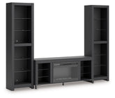 Cayberry - 3-Piece Entertainment Center With Electric Fireplace - Black