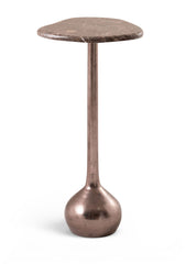 Vireo - Genuine Marble Top And Aluminum Base Drink Table - Brown / Bronze