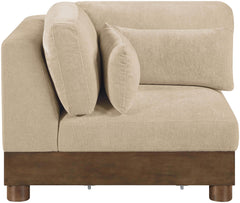 Turin - Chenille Fabric Upholstered Modular Corner Chair - Walnut Base