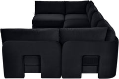 Hammond - Velvet Performance Fabric Upholstered 6 Piece U-Shaped Armless Sectional