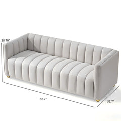 Vertical Channel Tuft Sofa For Apartment Lounge - Ivory