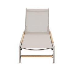 Hargrove - Outdoor Patio Aluminun Chaise Lounge, Outdoor Mesh Seat - Natural / Silver