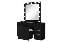 Ella - Vanity Set With Storage Stool - Black