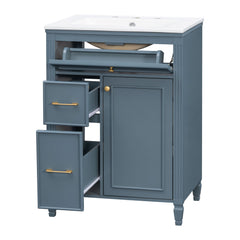 Freestanding Bathroom Vanity With Sink, Soft Close Door, Tip Out Drawer