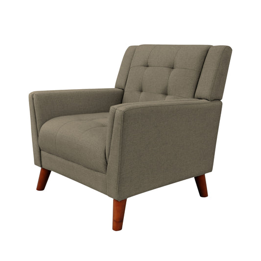 Upholstered Armchair With Button Tufting And Tapered Legs - Mocha