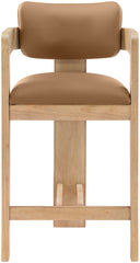 Sacha - Vegan Leather Upholstered Counter Stool With Natural Base