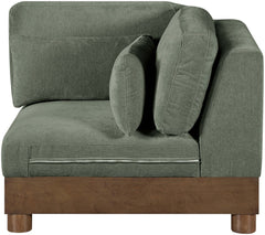 Turin - Chenille Fabric Upholstered Modular Corner Chair - Walnut Base