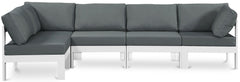 Nizuc - Outdoor Patio 5 Piece Modular Sectional With White Frame