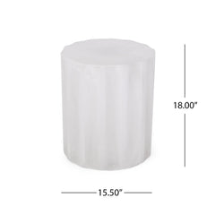 Outdoor End Table With Soft Wave Edge - Antique White
