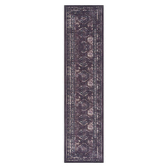Maval - 2'6'' X 10' Washable Runner Rug - Black / Burgundy