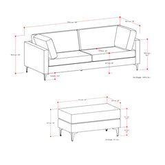 Ava - Mid Century Sofa With Ottoman Set