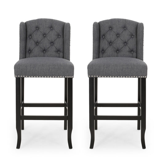Vienna - Contemporary Fabric Tufted Wingback Counter Stools (Set of 2)