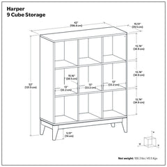 Harper - 9 Cube Storage - Walnut Brown