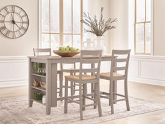 Harperfeld - 5 Pc. - Dining Table And 4 Barstools - Natural / Gray