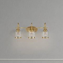 3 Lights Brush Vanity Light - Clear / Gold