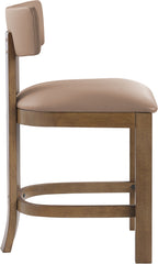 Lavrin - Vegan Leather Upholstered Counter Stool (Set of 2) - Walnut Base