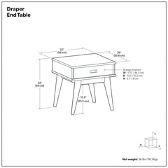 Draper - End Table - White