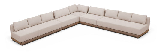 Solace - Olefin Fabric 5 Piece Outdoor Patio Modular Sectional