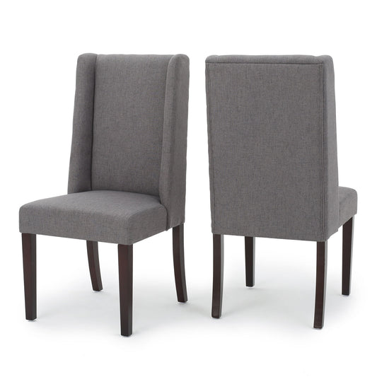 High Back Dining Chair With Wingback Design (Set of 2)