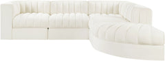 Rummi - Velvet Performance Fabric Upholstered 5 Piece Modular Sectional