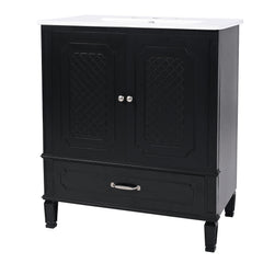 Vintage Style 30" Bathroom Vanity With Sink, Multi Functional Storage, Soft Closing Door - Black