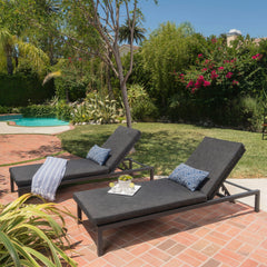 Navan - Modern Chaise Lounge Set With Water Resistant Cushions - Dark Gray