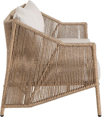 Coastline - Olefin Water Resistant Fabric And Wicker Outdoor Patio Loveseat - Beige